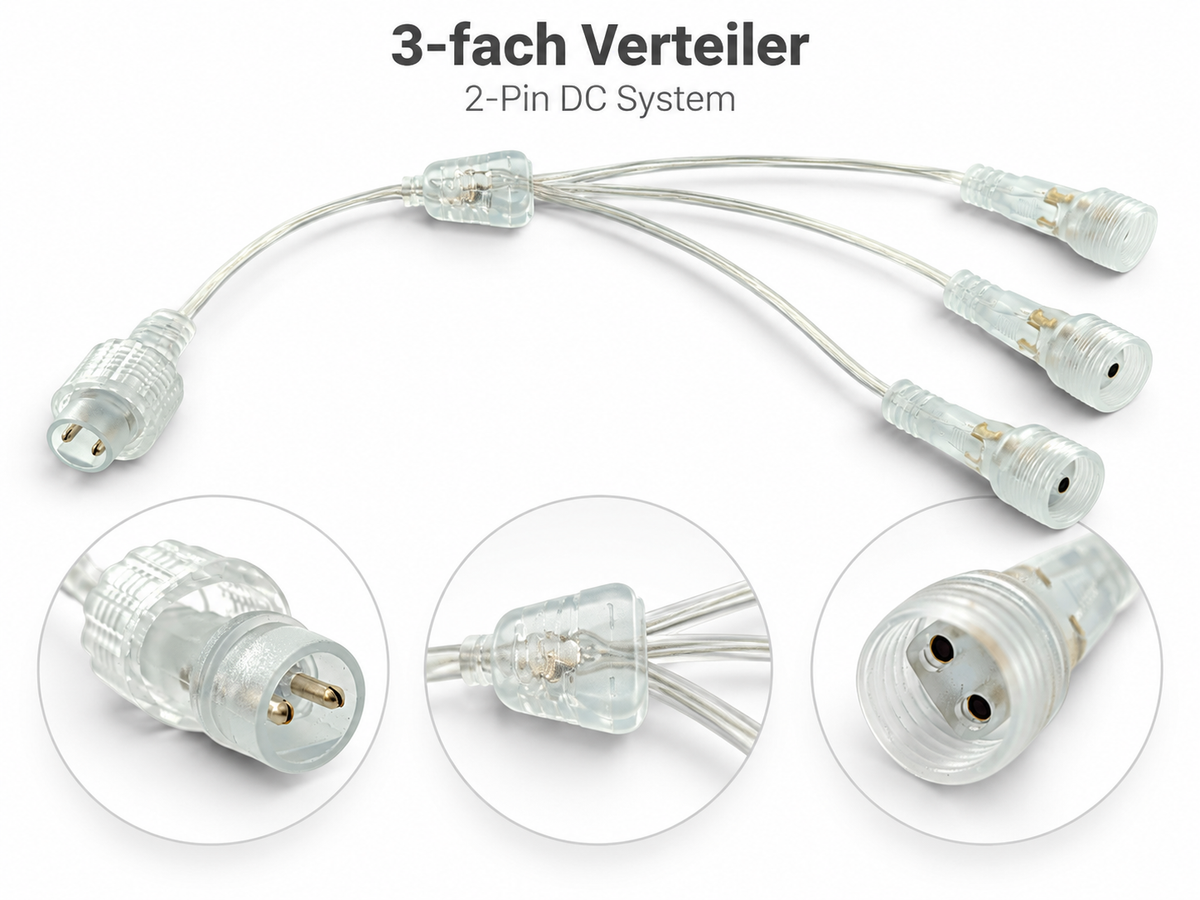 2-Pin Kabelverteiler für Lichterketten transparent DC System