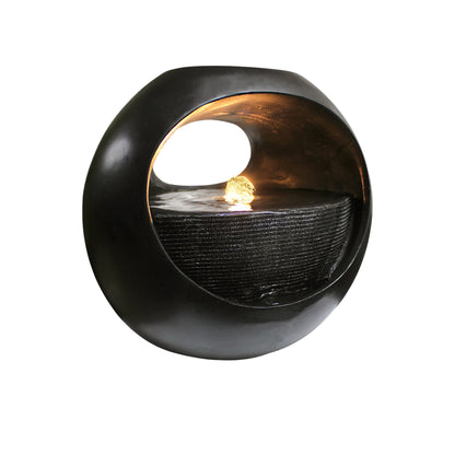 Zimmerbrunnen Blumenvase schwarz BK915 mit LED Beleuchtung Tischbrunnen Vase modern Brunnen Wasserspiel 29 x 30 cm
