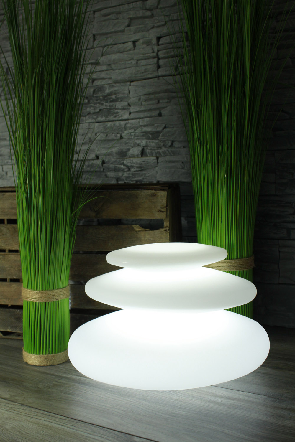 Design Leuchten Arnusa Oasis Lights Tischleuchte, mit Fernbedienung! Gartenlampe Nachttischlampe (Flatstones (42x42x29cm))