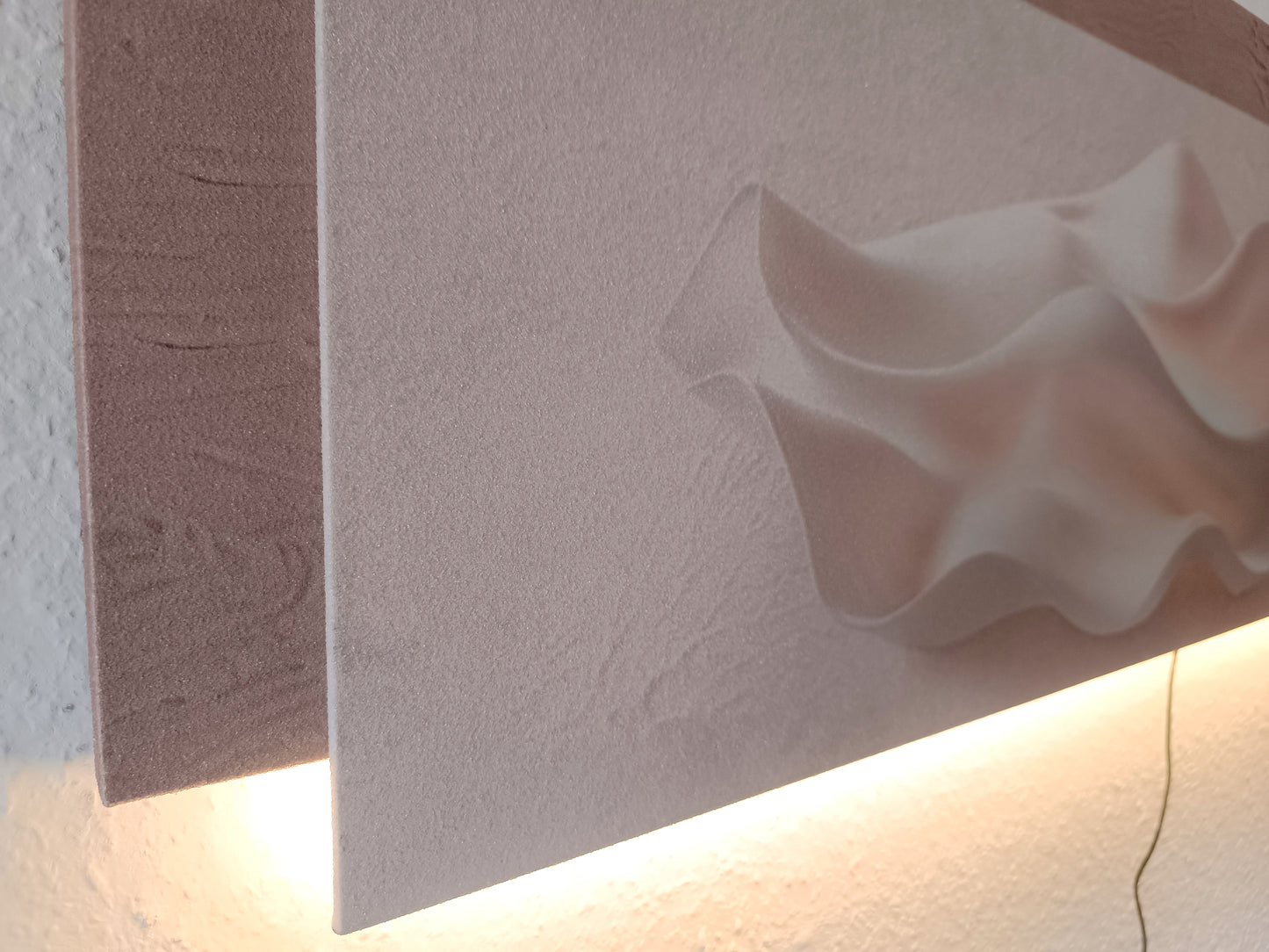 LED Wandbild 115x44 cm beleuchtet Muschel Beige Wanddekoration Dekolicht