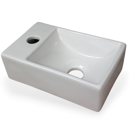 Waschbecken Gäste-WC 29,5 x 18,5 cm Hängewaschbecken Aufsatzwaschbecken Keramik Weiß