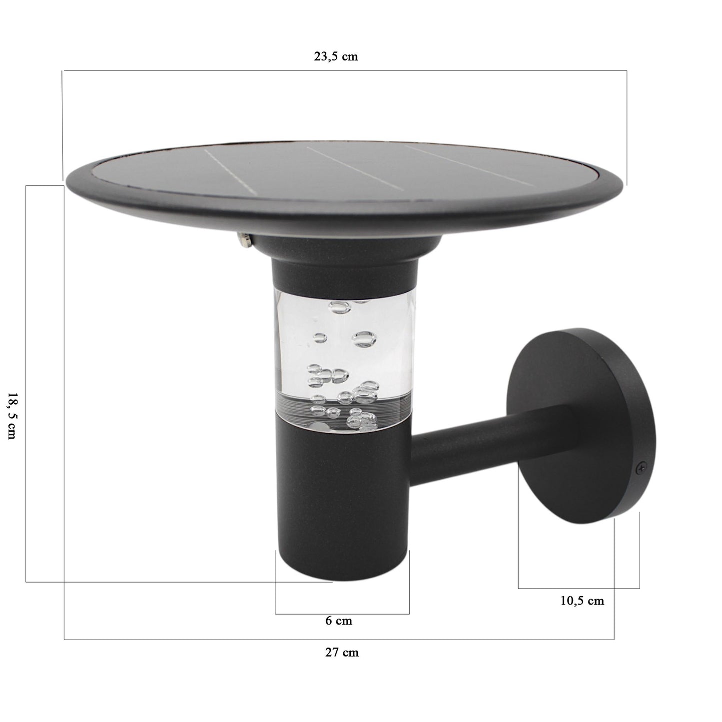 Solar Außenwandleuchte TB-238 LED Wandlampe mit Bubble-Effekt, Warmweiß/Kaltweiß, dimmbar, 6V 3,7W Solarpanel, 4000mAh Akku, Aluminium, IP44, moderne Gartenleuchte für Hauswand Eingang