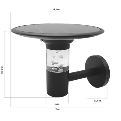 Solar Außenwandleuchte TB-238 LED Wandlampe mit Bubble-Effekt, Warmweiß/Kaltweiß, dimmbar, 6V 3,7W Solarpanel, 4000mAh Akku, Aluminium, IP44, moderne Gartenleuchte für Hauswand Eingang