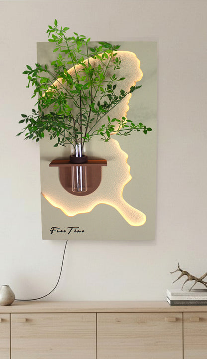 3D Wandbild mit LED-Beleuchtung & dekorativer Glasvase WD002 Wanddekoration