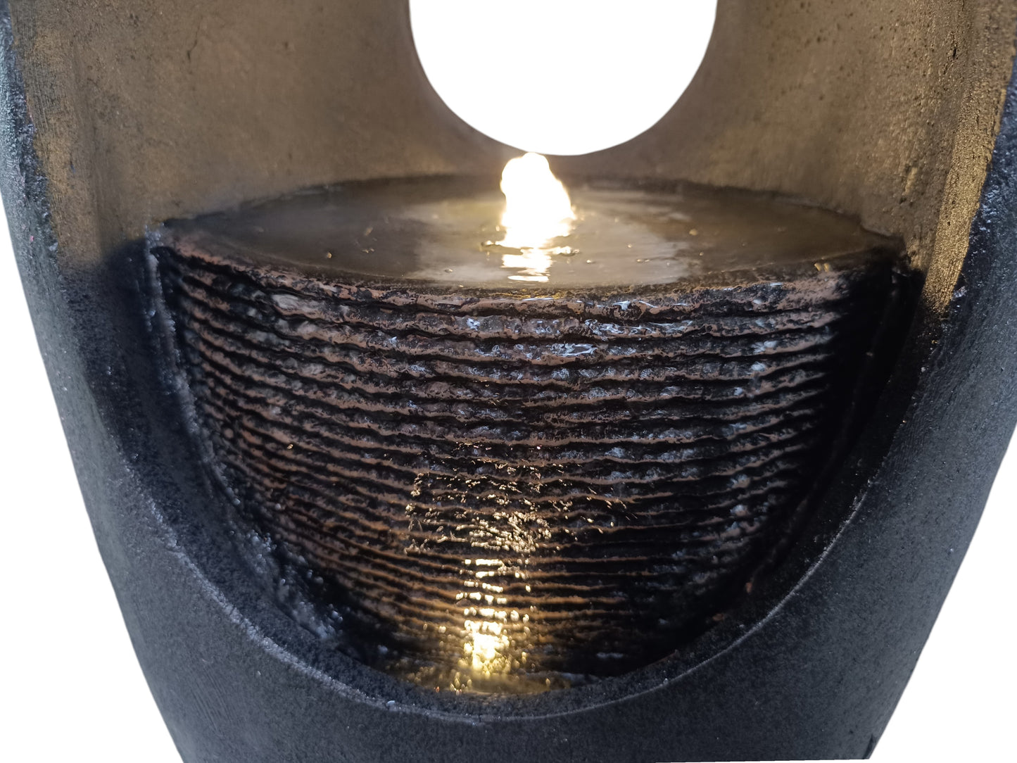 Großer Gartenbrunnen 91 cm bepflanzbar, Indoor & Outdoor Brunnen aus Polyresin, moderner Zimmerbrunnen mit LED-Beleuchtung, Pflanzkübel Springbrunnen für Terrasse Garten Balkon