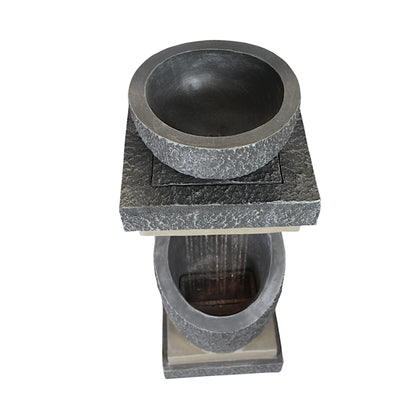 Gartenbrunnen mit LED Beleuchtung WIN 30 moderner Springbrunnen bepflanzbar Gartendekoration Steinoptik 81 cm