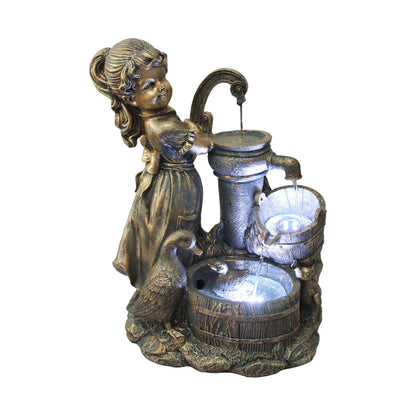 Gartenbrunnen Heidi mit Gänse Springbrunnen Brunnen