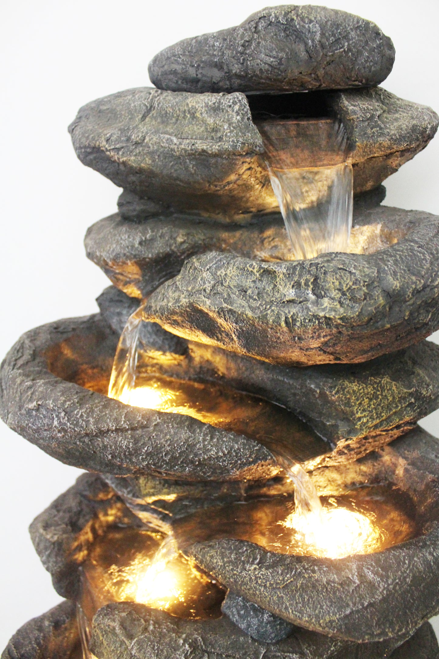 Großer Gartenbrunnen BK902 mit LED Beleuchtung Felsen Wasserfall Springbrunnen Gartendeko Groß
