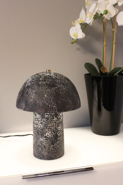 Tischlampe Pilz 23x30 cm Keramik in Steinoptik Nachttischlampe Tischleuchte