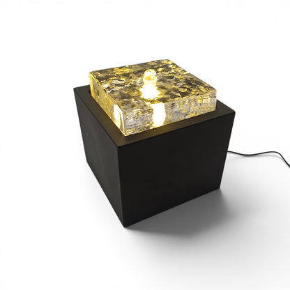 Moderner Zimmerbrunnen Metall und Glas mit LED Beleuchtung 19x19x20cm Brunnen Wasserspiel