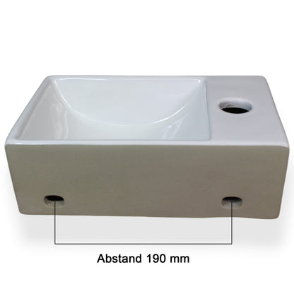 Waschbecken Gäste-WC 29,5 x 18,5 cm Hängewaschbecken Aufsatzwaschbecken Keramik Weiß