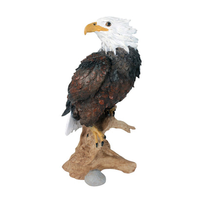Dekofigur Adler auf Baumstamm 34 cm Gartenfigur Tierfigur