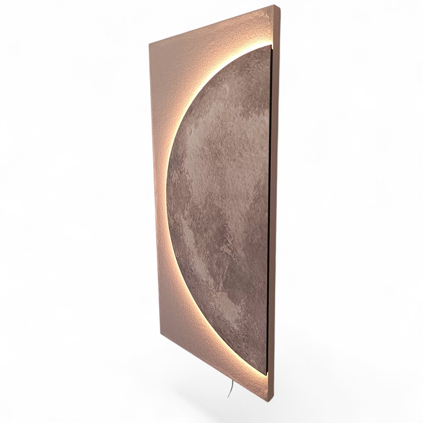 LED Wandbild 100 x 50 cm mit indirekter Beleuchtung, Mond Wanddekoration mit Sandsteinstruktur, dimmbar per Fernbedienung, USB, moderne Wanddeko Wohnzimmer Schlafzimmer