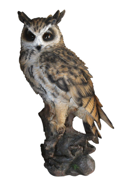 Gartenfigur Eule lebensgroß 51 cm – sehr realistische Eulenfigur aus Polyresin – naturgetreue Dekofigur für Garten, Terrasse & Balkon – wetterfeste Tierfigur Gartendeko