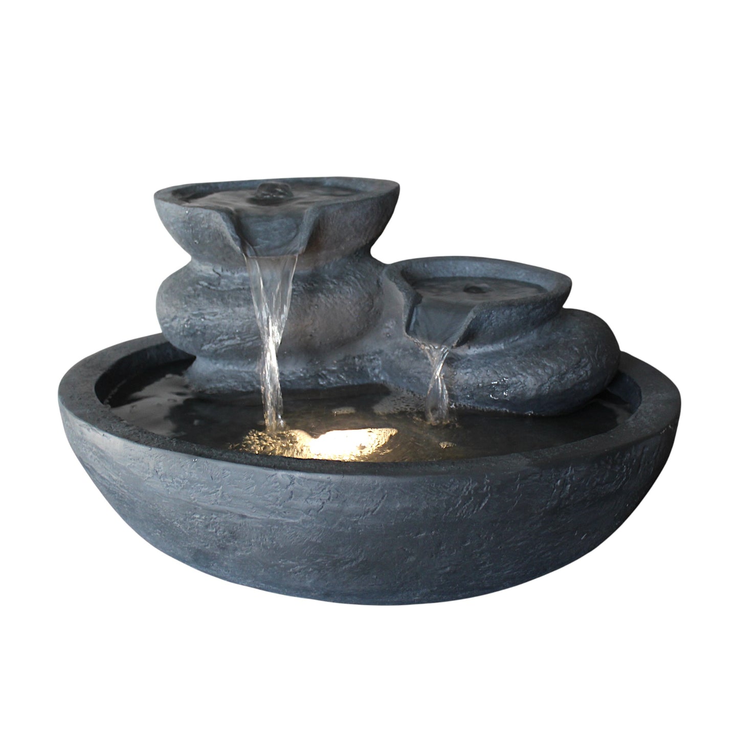 Dekorativer LED Zimmerbrunnen & Gartenbrunnen TP3005 Polyresin Wasserspiel mit warmweißem Licht für Innen & Außen