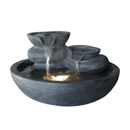 Dekorativer LED Zimmerbrunnen & Gartenbrunnen TP3005 Polyresin Wasserspiel mit warmweißem Licht für Innen & Außen