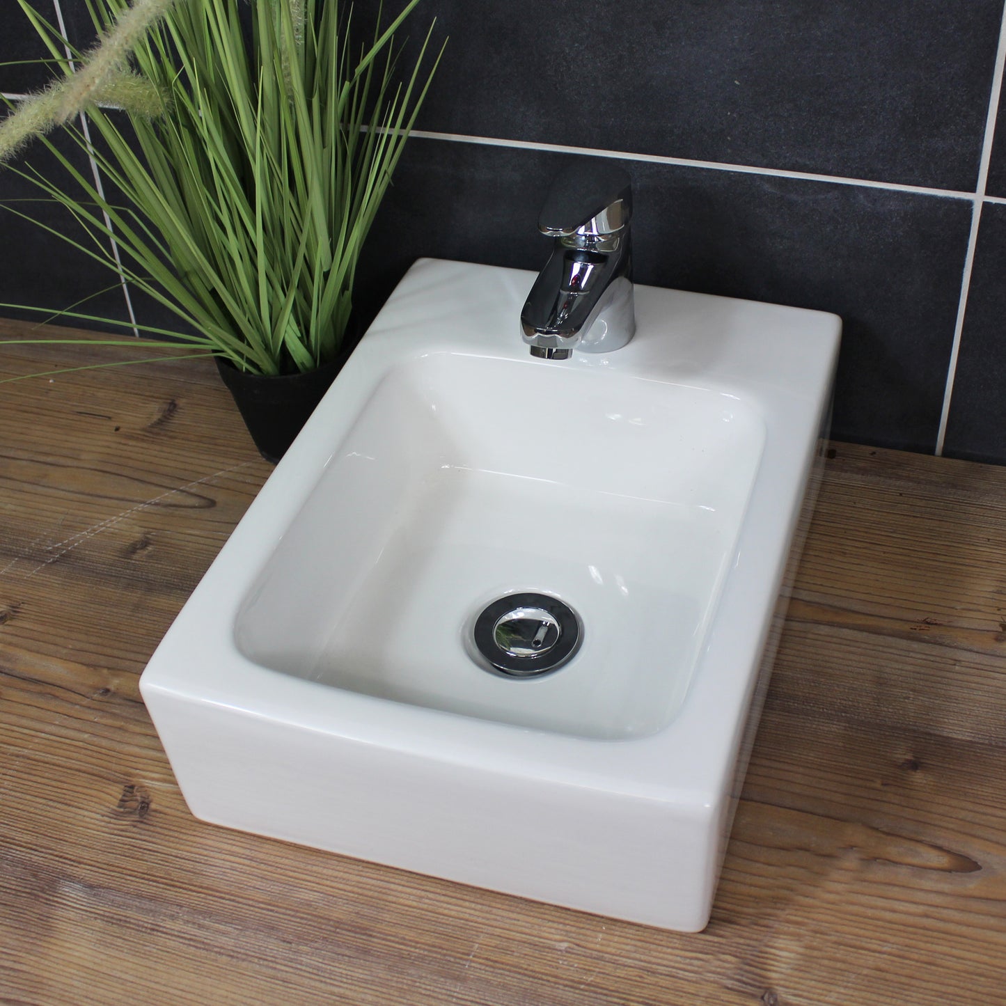 Waschbecken Hängewaschbecken Aufsatzwaschbecken 38,5 x 28 cm Gäste-WC Wandwaschbecken Keramik