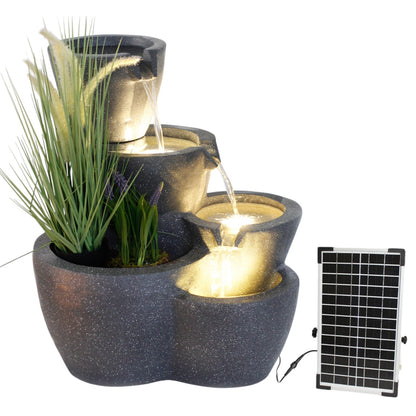 Solar Gartenbrunnen Botana warmweiß Springbrunnen Solarbrunnen bepflanzbar mit LED Beleuchtung