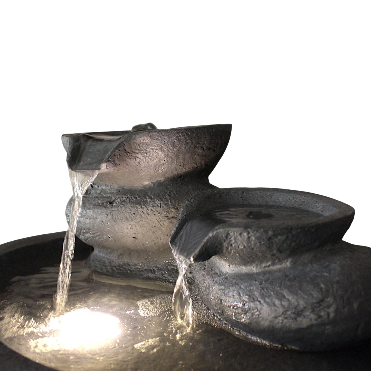 Dekorativer LED Zimmerbrunnen & Gartenbrunnen TP3005 Polyresin Wasserspiel mit warmweißem Licht für Innen & Außen