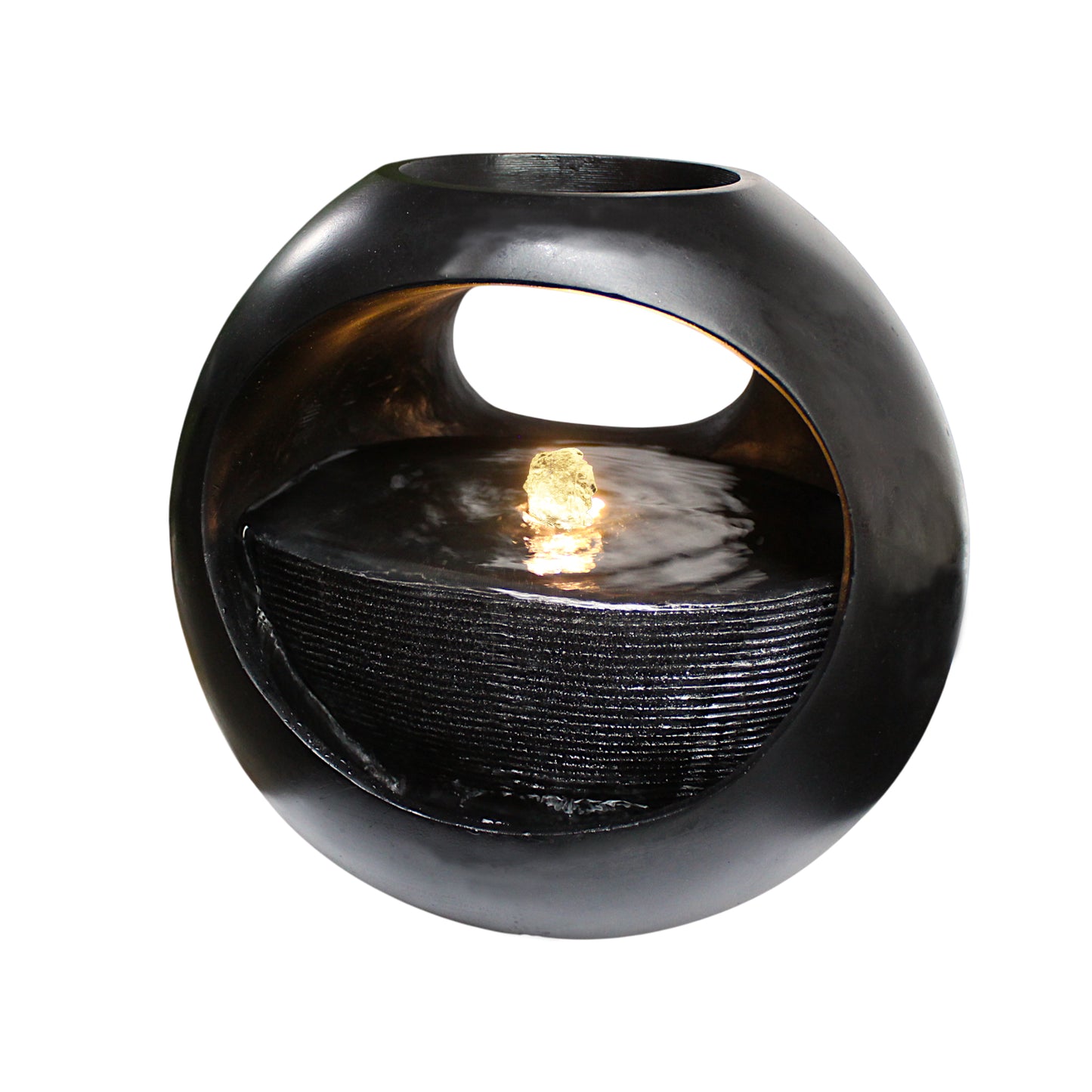 Zimmerbrunnen Blumenvase schwarz BK915 mit LED Beleuchtung Tischbrunnen Vase modern Brunnen Wasserspiel 29 x 30 cm