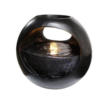 Zimmerbrunnen Blumenvase schwarz BK915 mit LED Beleuchtung Tischbrunnen Vase modern Brunnen Wasserspiel 29 x 30 cm