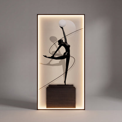 LED Glas Wandbild 100x50 cm mit Beleuchtung, Moderne Ballerina Wanddekoration, Indirekte Warmweiße LED, Dimmbar, Fernbedienung,
