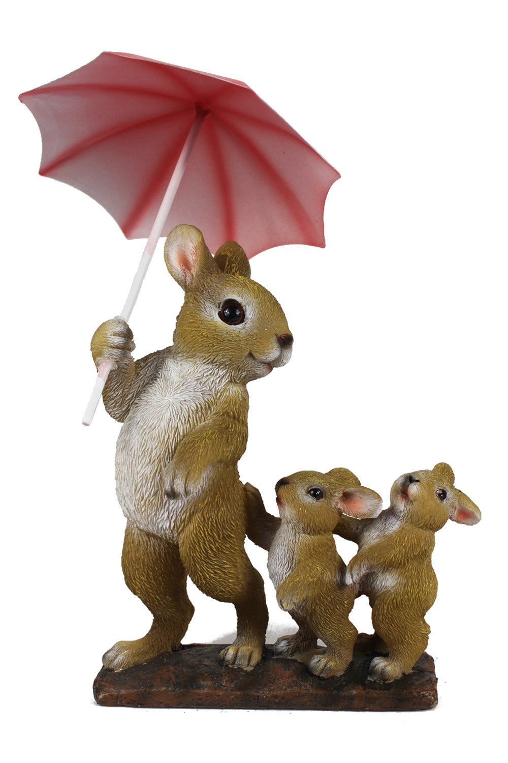 Dekofigur Hasen Familie mit Regenschirm Tierfigur Gartenfigur 19x26 cm