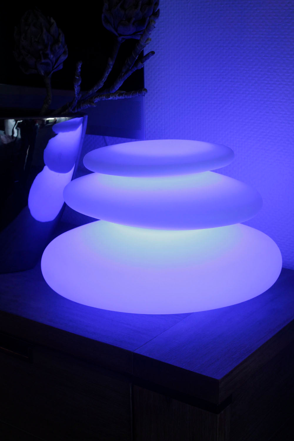 Design Leuchten Arnusa Oasis Lights Tischleuchte, mit Fernbedienung! Gartenlampe Nachttischlampe (Flatstones (42x42x29cm))