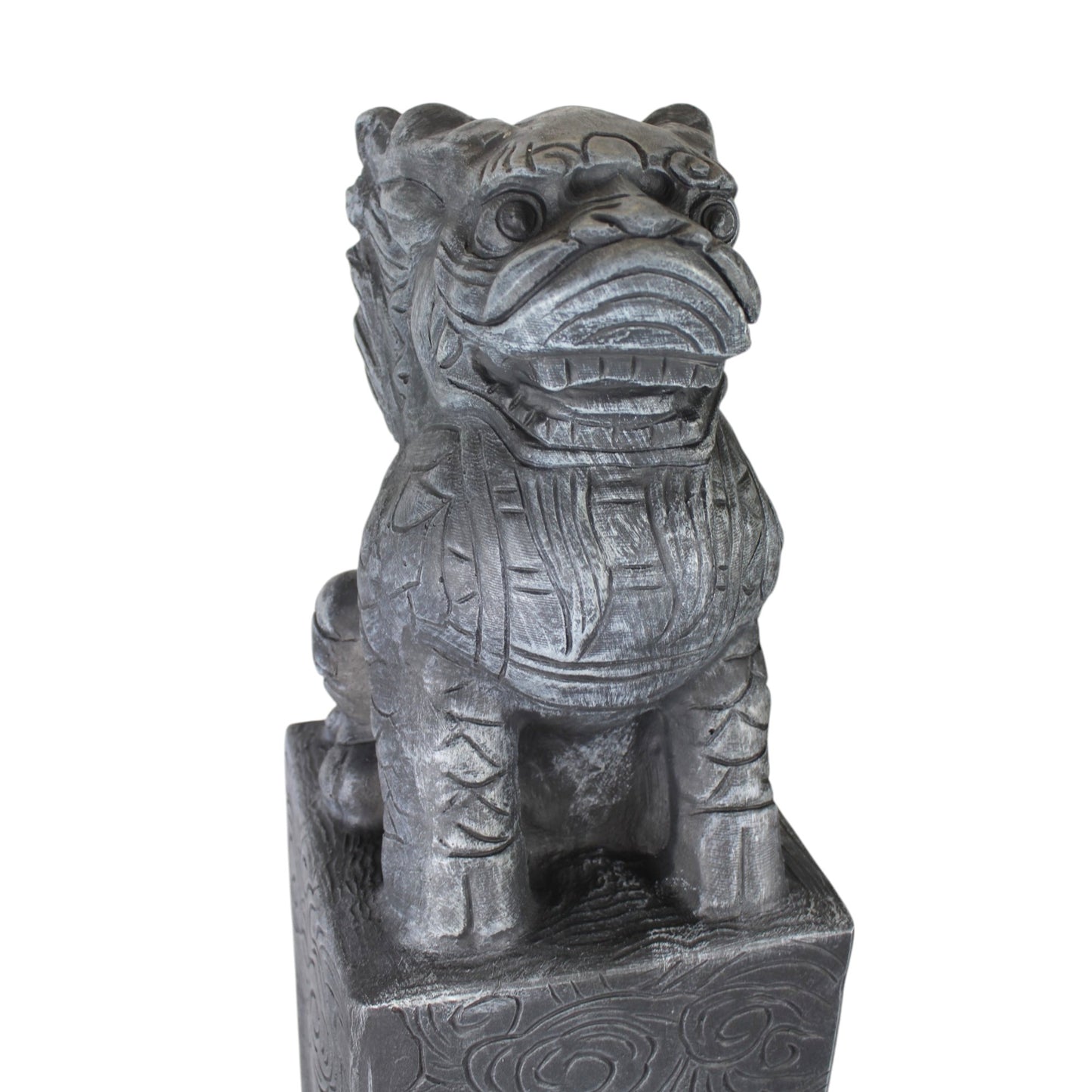 Asiatische Drachen-Stele 79 cm – Wetterfeste Gartendeko in Steinoptik aus Polyresin – Japanische Statue für Garten, Teich & Terrasse
