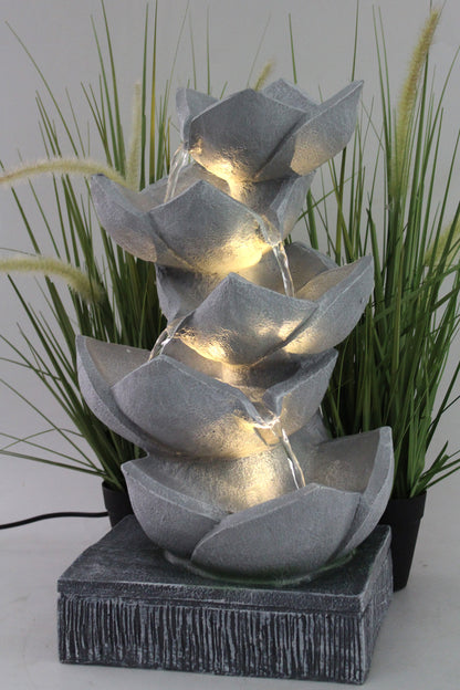 Springbrunnen BK901 mit LED Beleuchtung Gartenbrunnen Skulptur Gartenfigur Wasserspiel 47cm Kaskade
