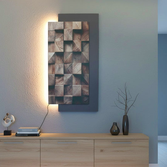 LED Wandbild mit indirekter Beleuchtung, modernes Wandbild mit Licht, USB, Fernbedienung, 50×100 cm WD004