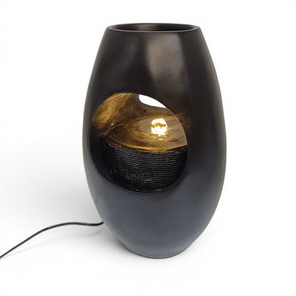 Zimmerbrunnen Blumenvase schwarz BK913 mit LED Beleuchtung Tischbrunnen Vase modern Brunnen Wasserspiel 40 cm