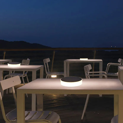 Design Solarleuchte rund 15 cm Tischlampe Gartenlampe kabellos Wandlampe Solarampe Tischlampe