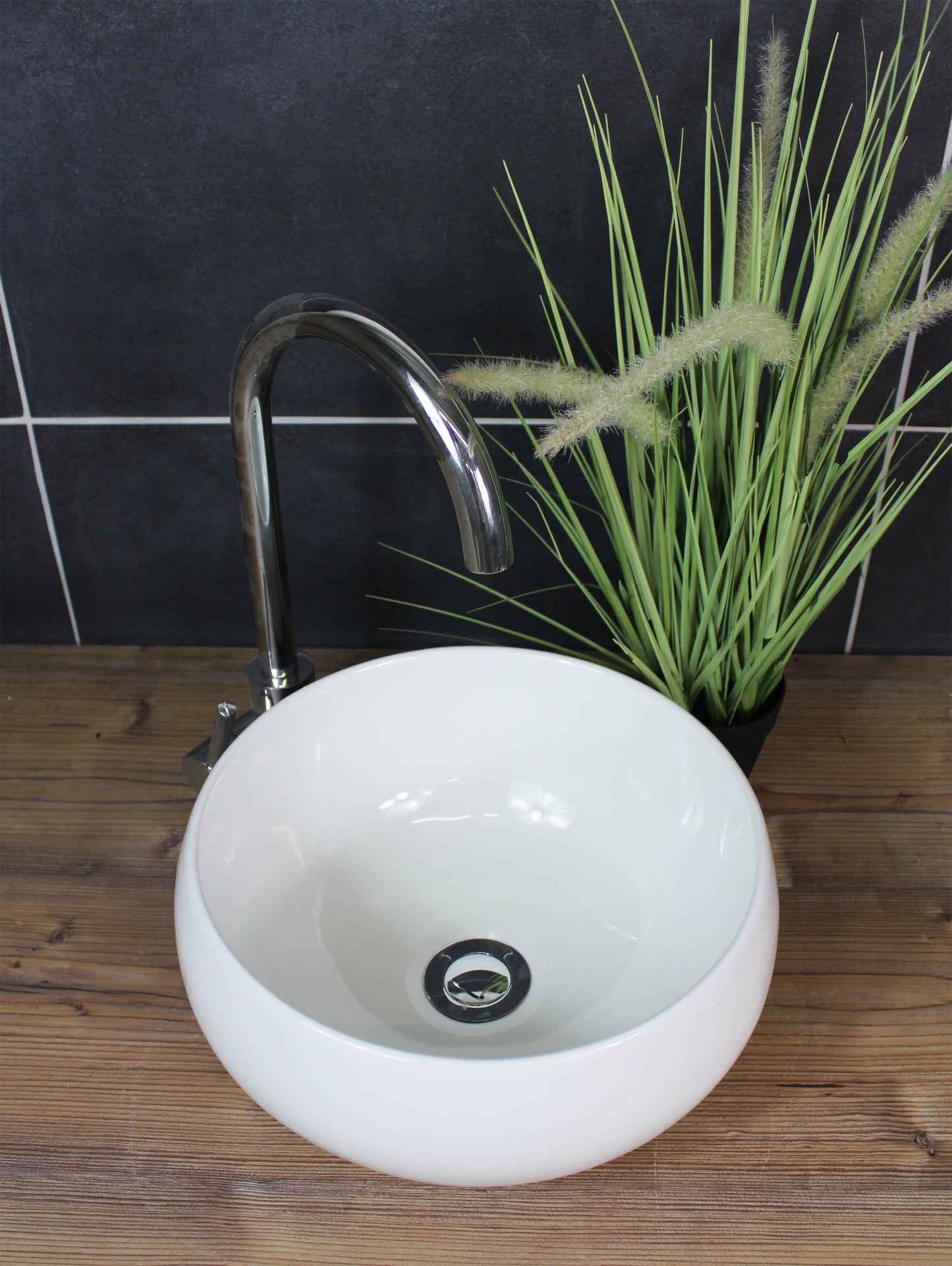 Aufsatzwaschbecken Rund 31 x 31 x 16 cm modern Weiß Keramik Waschbecken