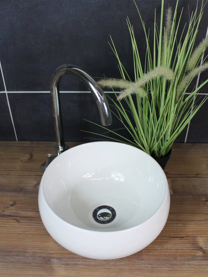 Aufsatzwaschbecken Rund 31 x 31 x 16 cm modern Weiß Keramik Waschbecken