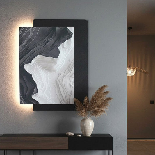 LED Wandbild mit indirekter Beleuchtung, modernes Wandbild mit Licht, USB, Fernbedienung, 60×80 cm WD007 Wandskulptur Wanddeko