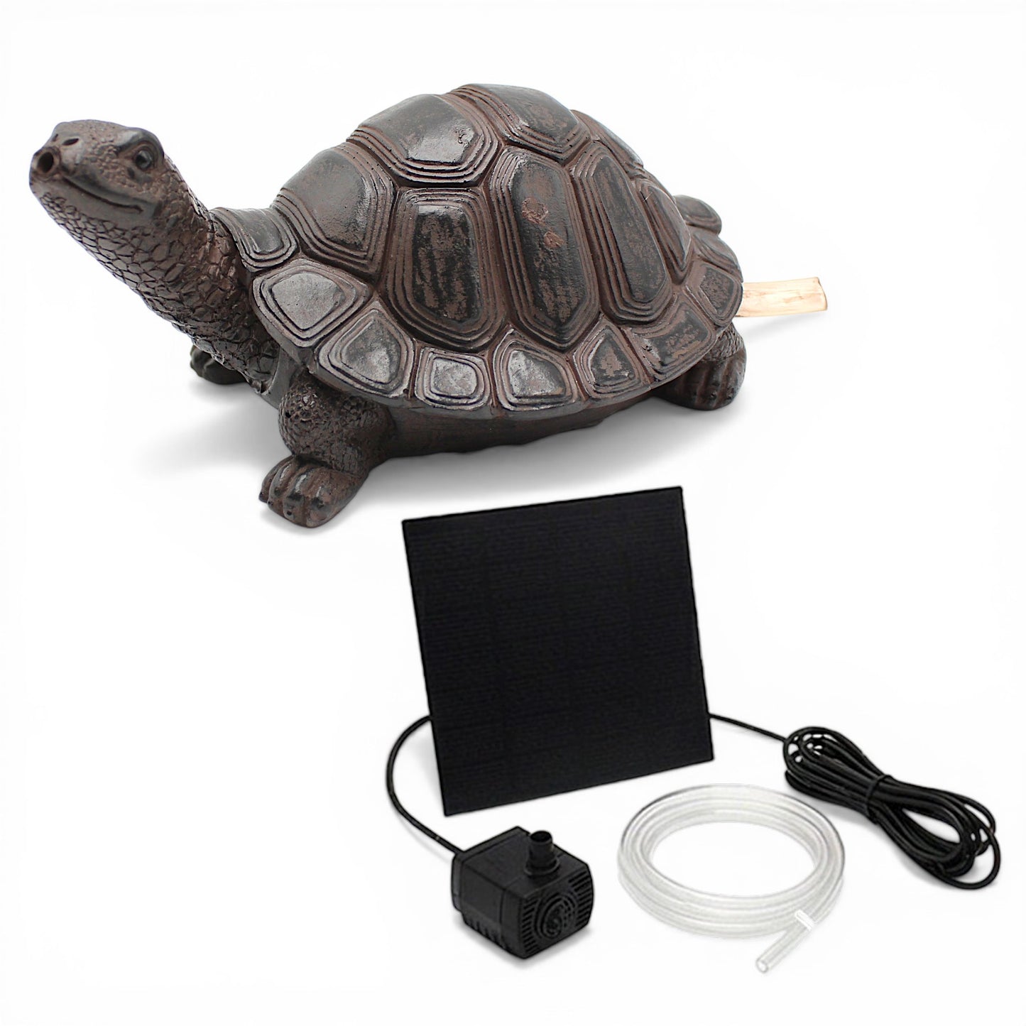 Solar Brunnen Schildkröte Wasserspeier solarbetrieben – Teichfigur mit Solarpumpe & Wasserspiel – Gartendeko aus Polyresin in Bronze-Optik 10×22x14 cm Solarteichfigur für Gartenteich & Wasserlauf