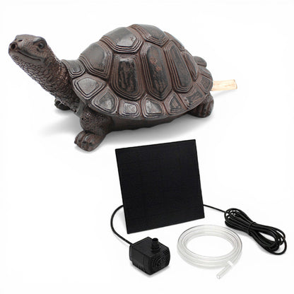 Solar Brunnen Schildkröte Wasserspeier solarbetrieben – Teichfigur mit Solarpumpe & Wasserspiel – Gartendeko aus Polyresin in Bronze-Optik 10×22x14 cm Solarteichfigur für Gartenteich & Wasserlauf