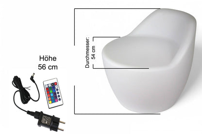 Cocktailsessel mit LED Beleuchtung Sessel Lounge Bar Möbel mit Akku 54 cm PL605 Leuchtsitz