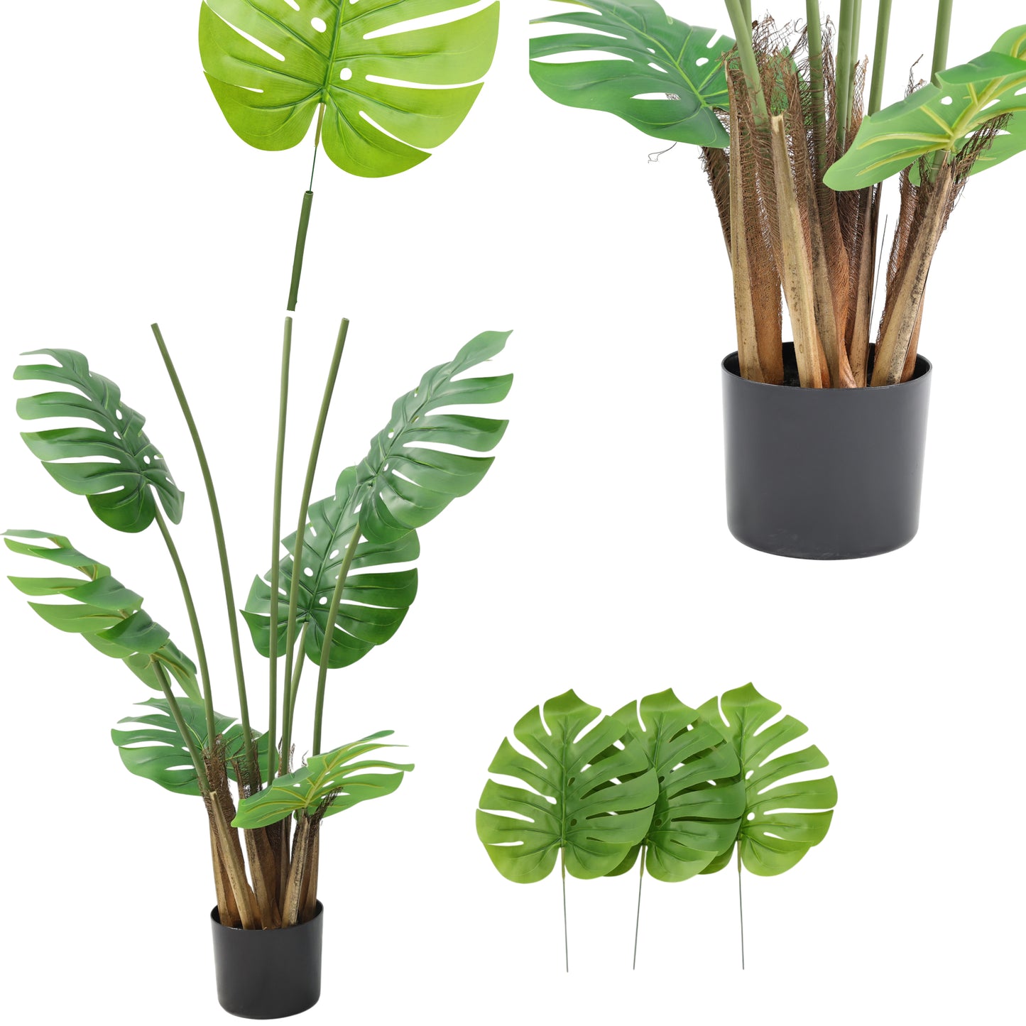 Kunstpflanze Monstera künstliche Pflanze im Topf Zimmerpflanze Dekopflanze