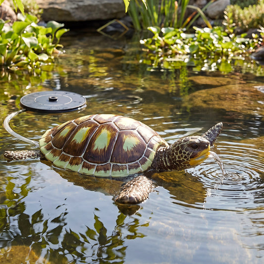 Wasserspeier Schildkröte schwimmend Solar Wasserspiel Teichdekoration Springbrunnen