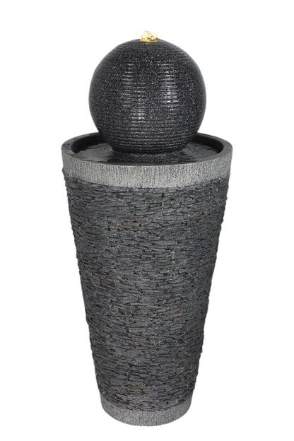 Gartenbrunnen BK910 Kugelbrunnen Steinoptik Springbrunnen 71 cm mit LED Beleuchtung Gartendeko