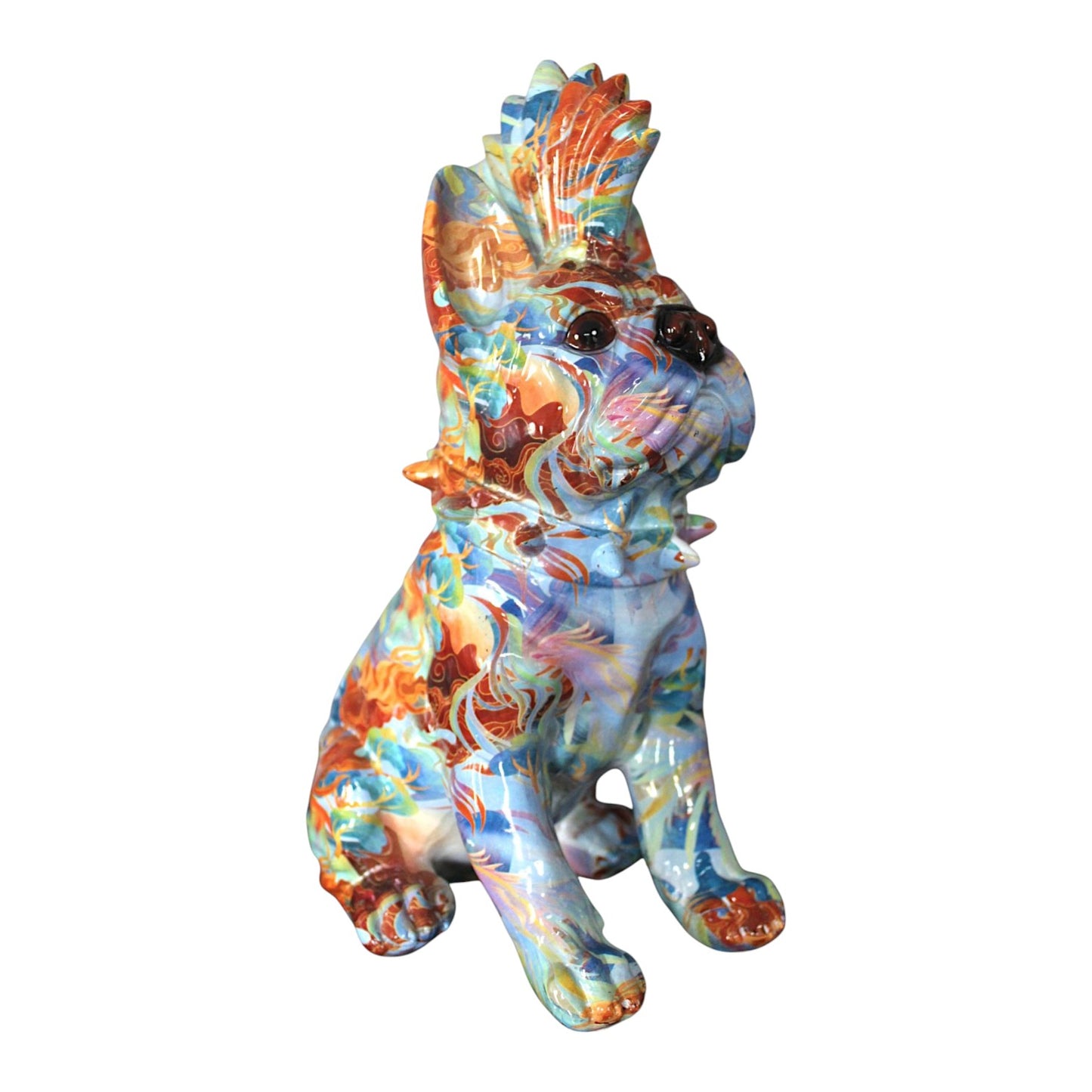 Bunte Bulldogge Dekofigur im Pop Art Design Moderne Hundeskulptur 32 cm Hoch