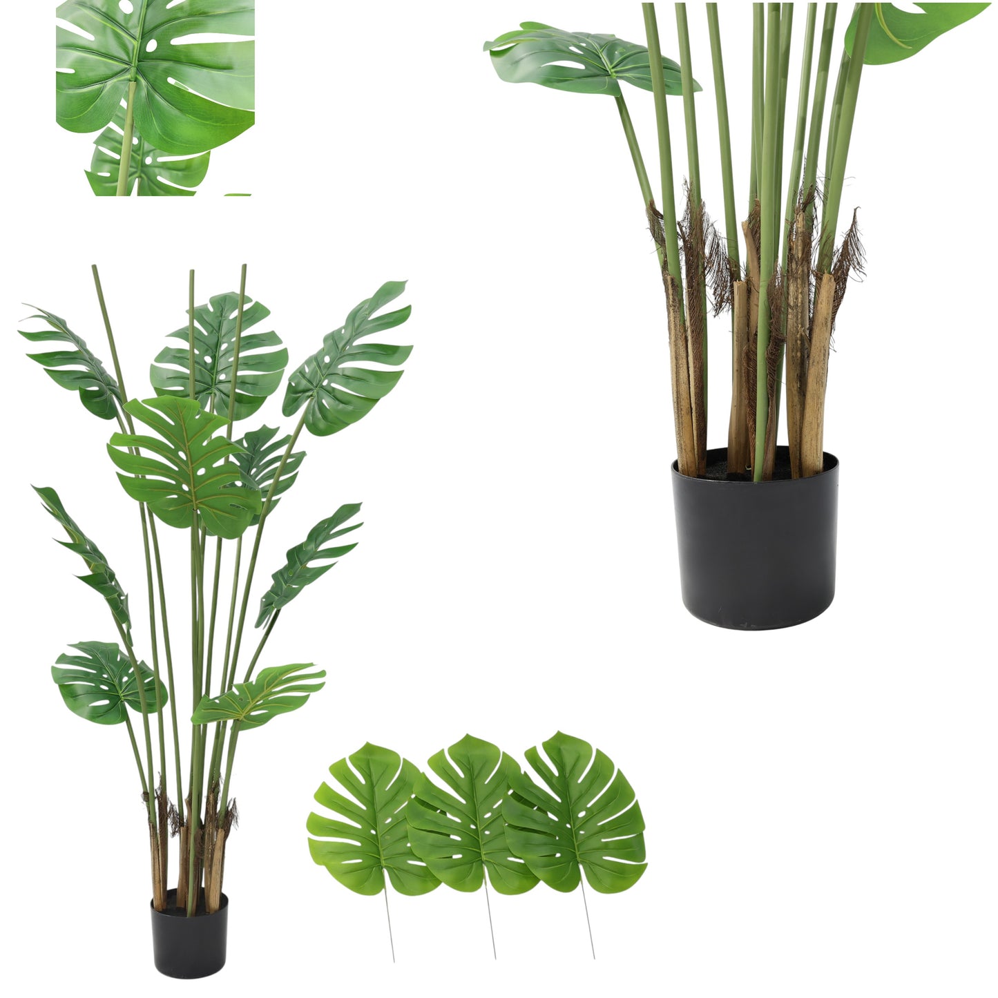 Kunstpflanze Monstera künstliche Pflanze im Topf Zimmerpflanze Dekopflanze