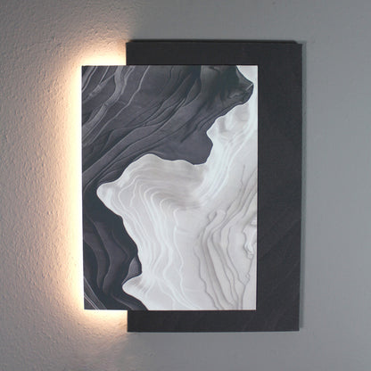 LED Wandbild mit indirekter Beleuchtung, modernes Wandbild mit Licht, USB, Fernbedienung, 60×80 cm WD007 Wandskulptur Wanddeko