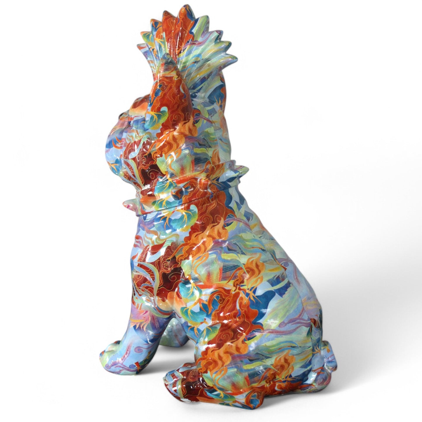 Bunte Bulldogge Dekofigur im Pop Art Design Moderne Hundeskulptur 32 cm Hoch