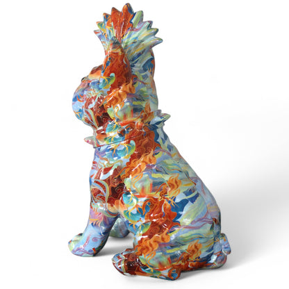 Bunte Bulldogge Dekofigur im Pop Art Design Moderne Hundeskulptur 32 cm Hoch