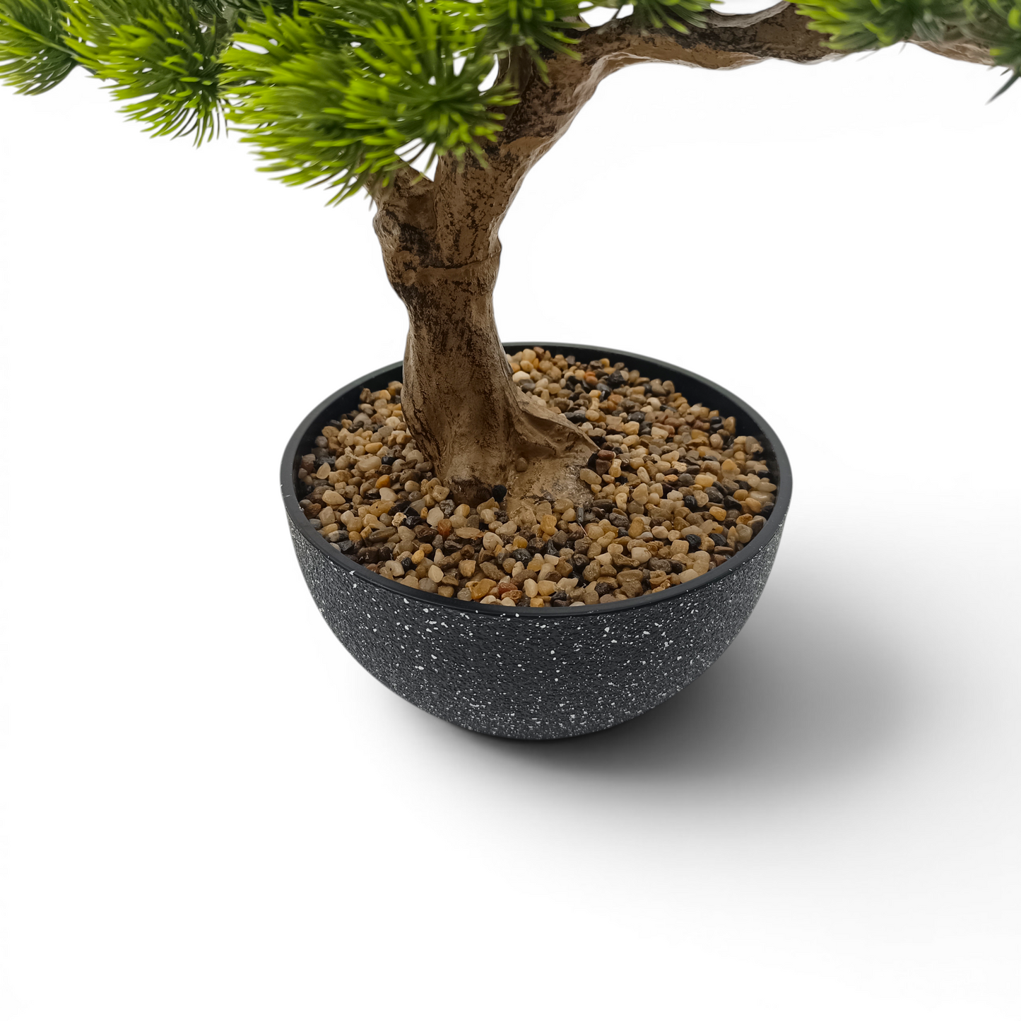 künstlicher Bonsai 60 cm im Topf, Premium Kunstbonsai mit festem Kiesbett, dekorativer Bonsaibaum kunstpflanze