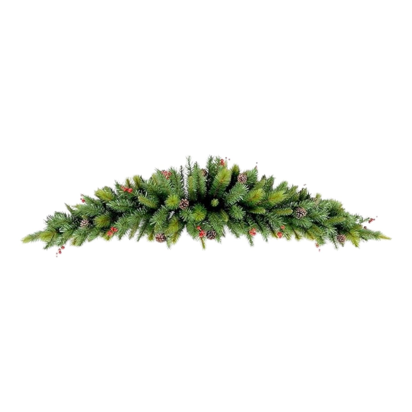 Künstliche Tannengirlande Türbogen Weihnachtsgirlande 180 cm mit roten Ilex Beeren Weihnachtsdekoration