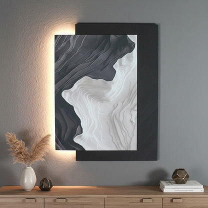 LED Wandbild mit indirekter Beleuchtung, modernes Wandbild mit Licht, USB, Fernbedienung, 60×80 cm WD007 Wandskulptur Wanddeko